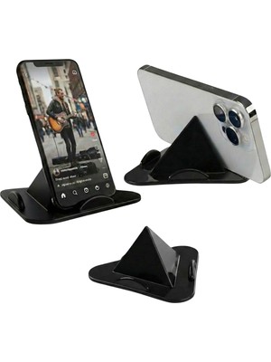 XLEDA Piramit Tasarım Telefon Standı Siyah Masaüstü Stand 4–11 İnç Tüm Telefon ve Tabletlerle Uyumlu