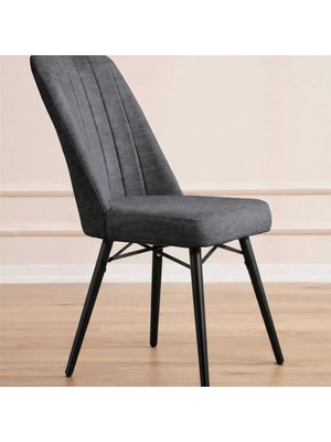 Yonga Concept Karegold Mutfak Sandalyesi 2 Adet (Metal Siyah Ayaklı)