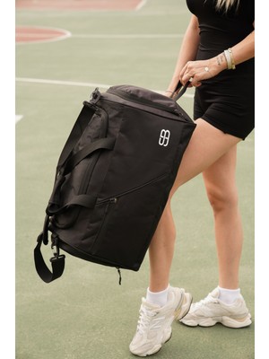 Özbience Siyah Unisex Spor ve Seyahat Çantası, Termoslu Orta Boy Ayakkabılı