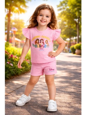 Almira Anne Bebek Bebek Kız Takımı Yazlık Prenses Baskılı Pembe 12-24 Ay