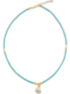 Nuvvo Incili Deniz Kabuğu Kolye - Su Yeşili