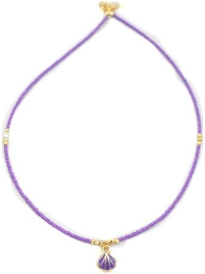 Nuvvo Incili Deniz Kabuğu Kolye - Mor