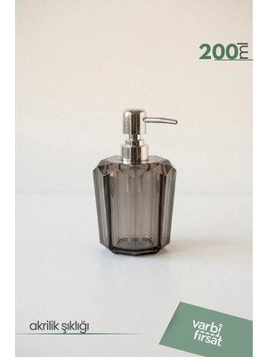 VarBiFırsat Akrilik Huni Sıvı Sabunluk 200 ml | Modern Dekoratif Tasarım | Füme