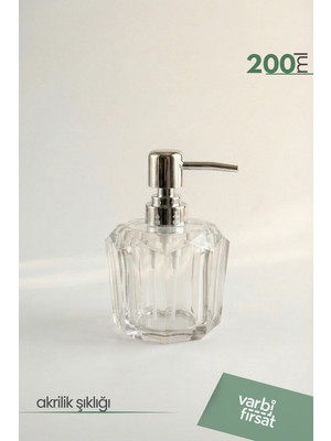 VarBiFırsat Akrilik Huni Sıvı Sabunluk 200 ml | Modern Dekoratif Tasarım | Şefaf