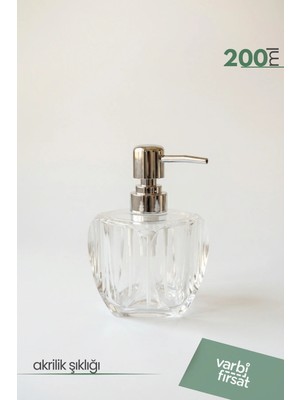 VarBiFırsat Akrilik Dalgalı Sıvı Sabunluk 200 ml | Modern Dekoratif Tasarım | Şeffaf
