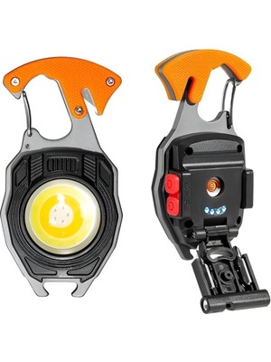 Epilons Çok Fonksiyonlu Mini LED Lamba Anahtarlık ve Çakmak USB Şarjlı Kamp Için Taşınabilir 7 Modlu