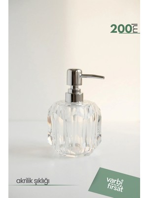 VarBiFırsat Akrilik Altıgen Sıvı Sabunluk 200 ml | Modern Dekoratif Tasarım | Şeffaf