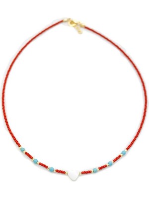 Nuvvo Sedef Kalpli Boncuk Kolye - Kırmızı