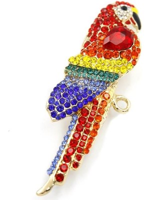 Nuvvo Papağan Broş - Kırmızı