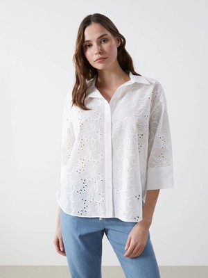 Lc Waikiki Yeni Sezon Ajurlu Oversize Kadın Gömlek