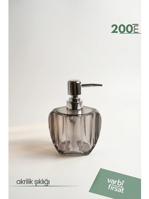 VarBiFırsat Akrilik Dalgalı Sıvı Sabunluk 200 ml | Modern Dekoratif Tasarım | Füme