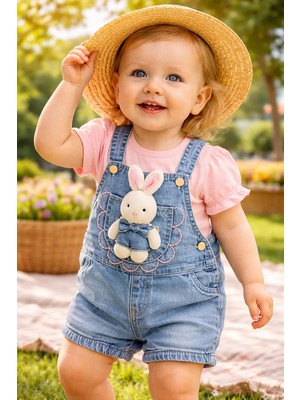 Almira Anne Bebek Bebek Kız Takım Yazlık Rahat Kot Tişört ve Bahçıvan Tulum