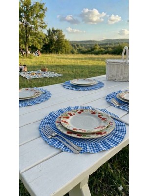 Hobizer Tekstil Kadife Dokulu Amerikan Servis 6 Peçete Supla 40X40 cm
