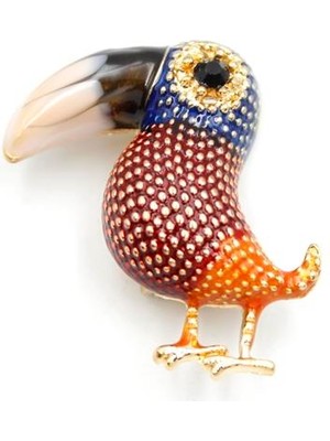 Nuvvo Tukan Kuşu Broş - Kırmızı