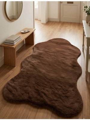 Carpet Dekor Peluş Yumuşak Dekoratif Halı Kahverengi