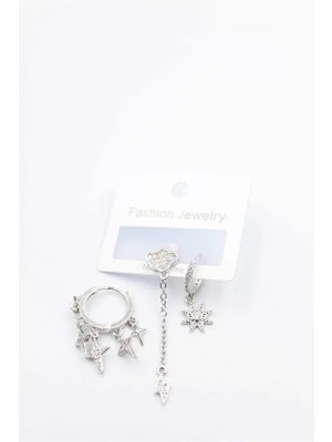 Royaleks 3'lü Bulut Küpe - Gümüş