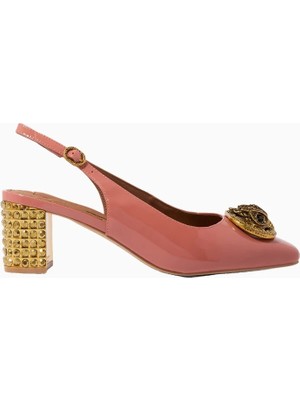 Kurt Geiger Chelsea Block Slingback Rugan Lüks Tasarım Kırmızı Topuklu Ayakkabı