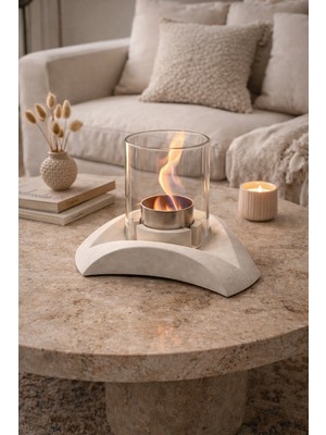 Luve Concept Orion Masaüstü Bioethanol Şömine Dumansız Dekoratif Camlı 1l Yakıt Dahil