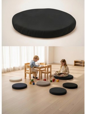 Gullfoss Siyah Anaokulu Kreş Aktivite Minderi, Bahçe, Dekor, Sandalye Minderi 40X40X5 cm