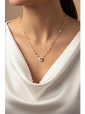 By Barun Zincir Kolye Gümüş Kadın Baget Taşlı 925 Ayar