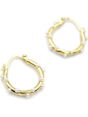 Royaleks Incili Halka Küpe - 14K Altın