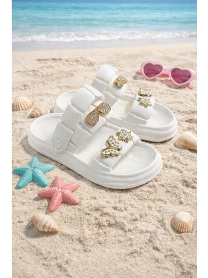 ModaFrato TW-252 Kız Çocuk Terlik Kız Çocuk Sandalet Havuz Plaj Deniz Ayakkabısı