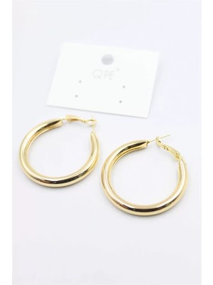 Royaleks Metal Halka Küpe 3cm - Altın