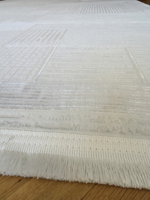 Elvey Home Bambu Krem Açık Gri Gerçek Bambu Kadife Ince Sık Dokuma Özel Ölçü Salon Koridor Oturma Odası Halısı