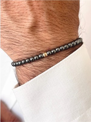 Rupen Kraft 14 Ayar Küp Hematit Taşlı Altın Bileklik Doğal Taşlı Altın Bileklik