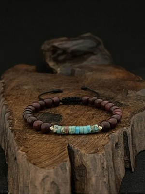 Rupen Kraft 14 Ayar Dorika Toplu Altın Bileklik Ağacı ve Turkuaz Taşlı Şık Altın Bileklik