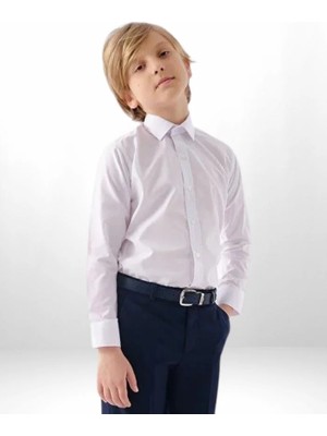 Almira Anne Bebek Erkek Çocuk Beyaz Uzun Kol Klasik Gömlek