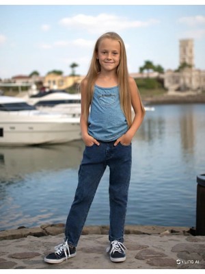 Almira Anne Bebek Kız Çocuk Mavi Kot Pantolon 8 Yaş - Esnek Denim