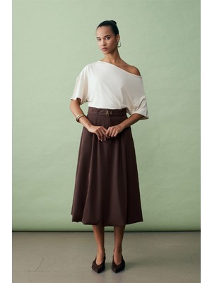 Karma 81075 Dilvin Kemerli Balon Midi Etek