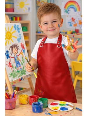Çocuk Faliyet Önlüğü( Yemek-Boyama) Suni Deri