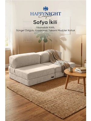 Happy Night Happynight Sofya İkili Koltuk | Oyun Koltuğu | Sünger Koltuk | Sinema Koltuğu. 90X180 cm