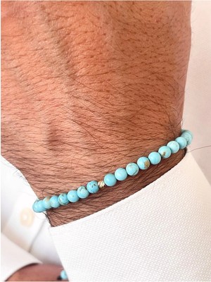 Rupen Kraft 14 Ayar Dorika Toplu Firuze Taşlı Altın Bileklik Doğal Taşlı Altın Bileklik