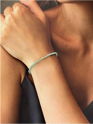 Rupen Kraft 14 Ayar Dorika Toplu Zarif Kristal Altın Bileklik