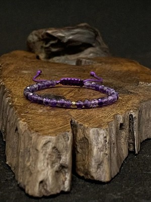 Rupen Kraft 14 Ayar Kristal Kesim Ametist Taşlı Doğal Taşlı Altın Bileklik