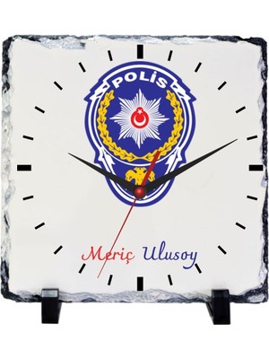 Çılgıntrend Polis Teşkilatına Özel Isimli Doğal Taş Masa Saati