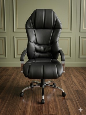 Trendcore Premium Makam Koltuğu, Yüksek Sırtlı Deri Ofis Koltuğu,  Yönetici Koltuğu, Metal Ayaklı Ofis Koltuğu