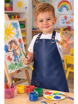 Çocuk Faliyet Önlüğü( Yemek-Boyama) Suni Deri