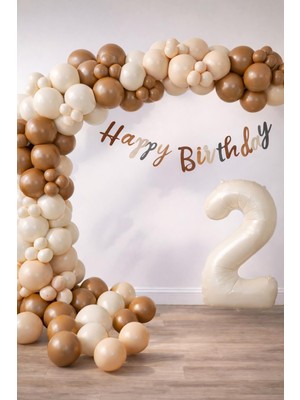 Patladı Gitti Retro Renkler Büyük Balon Zincir ve 2 Yaş Doğum Günü Seti