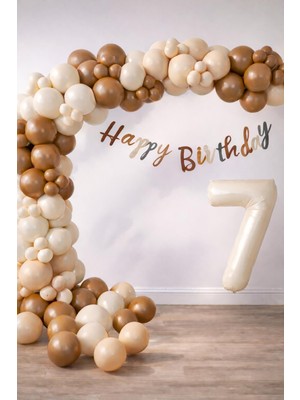 Patladı Gitti Retro Renkler Büyük Balon Zincir ve 7 Yaş Doğum Günü Seti