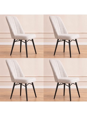 Yonga Concept Karegold Mutfak Sandalyesi 4 Adet (Siyah Metal Ayaklı)