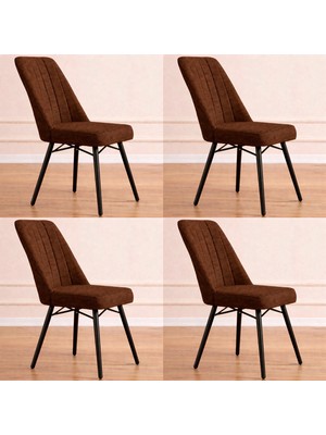 Yonga Concept Karegold Mutfak Sandalyesi 4 Adet (Siyah Metal Ayaklı)