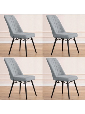 Yonga Concept Karegold Mutfak Sandalyesi 4 Adet (Siyah Metal Ayaklı)