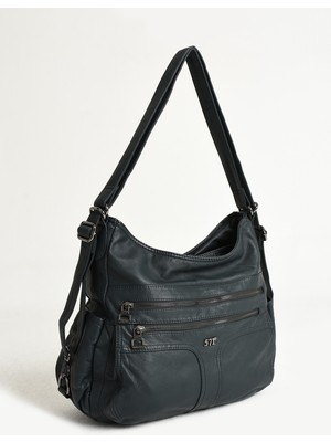 571 Collections Çanta Yıkanmış Deri Hem Sırt Hem Omuz Çantası (Model: 571-9-10D)