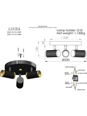 Skygo Vıtale 3 Lu Siyah-Antık Lak Plafonyer 3XGU10