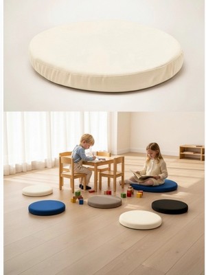 Gullfoss Krem Anaokulu Kreş Aktivite Minderi, Bahçe, Dekor, Sandalye Minderi 40X40X5 cm