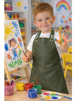 Çocuk Faliyet Önlüğü( Yemek-Boyama) Suni Deri